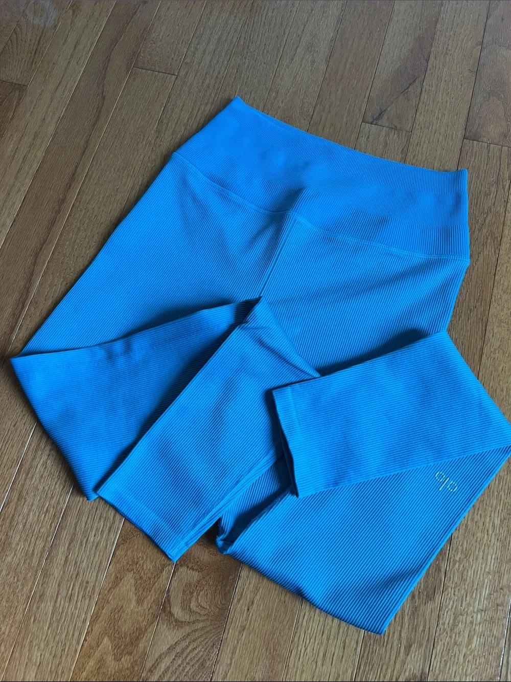Alo Yoga high waist Seamless Ribbed leggings  Blue Splash XS